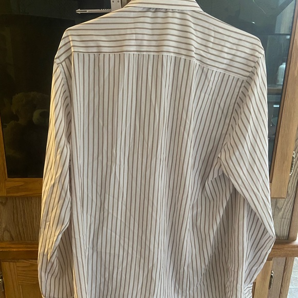 Men's Classic Striped Dress Shirt - White and brown - Picture 5 of 5